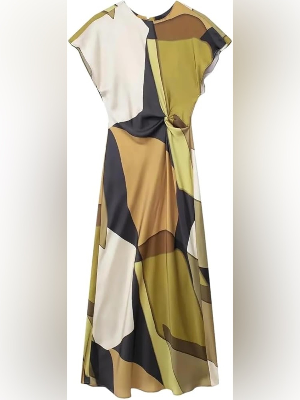 Zara Midi Neutral Multi Color Dress M - Picture 2 of 5